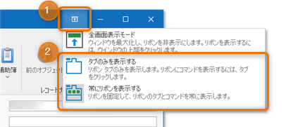 リボン表示オプション