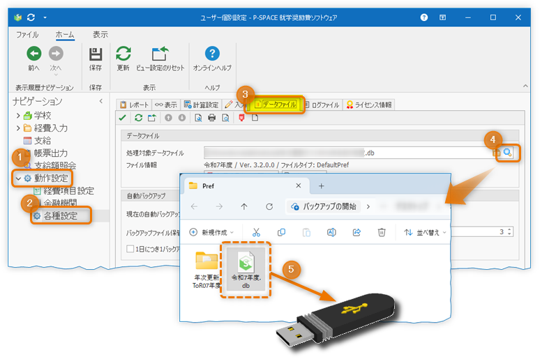 データファイルの場所