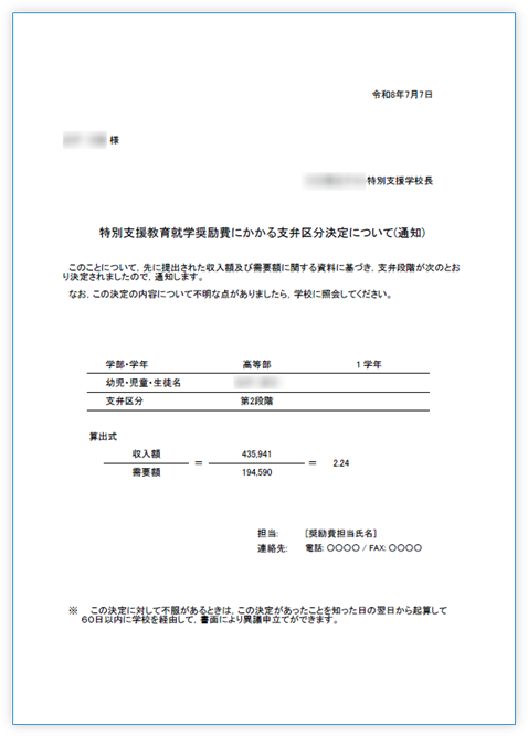 支弁区分決定通知書